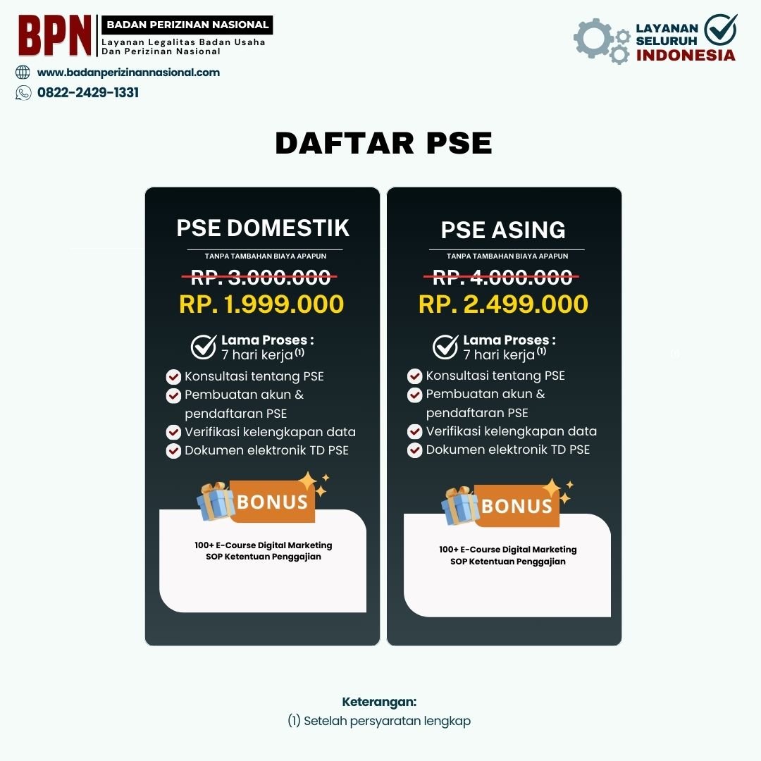 daftar pse badan perizinan nasional